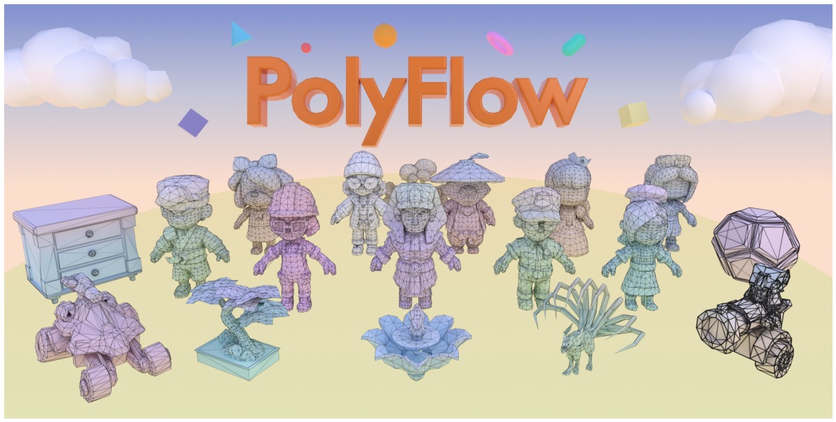 PolyFlow: Continuous Topology Embedding Flow Matching for Artist-style Mesh Generation